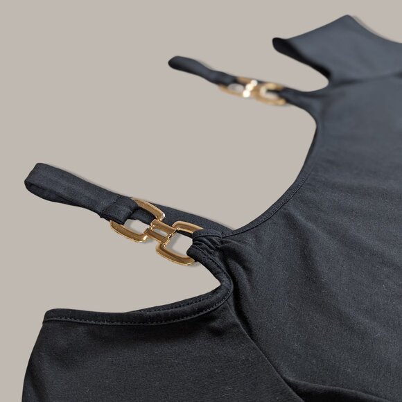 Black Short Sleeve Off the Shoulder Top - Small - Picture 7 of 7